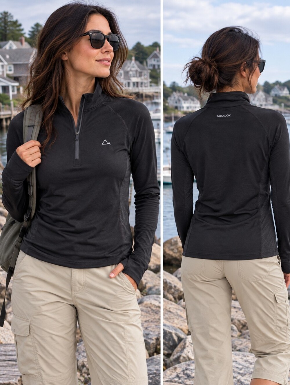 Paradox Merino Wool Quarter Zip Pullover Wome M Black Repreve Performance Hiking